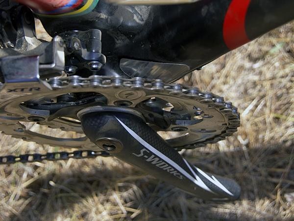 Several plates protect the carbon frame from dropped chains and misshifts.