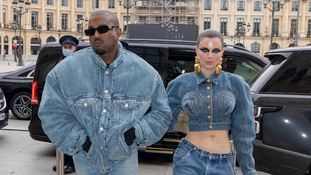 Kanye West and Julia Fox are seen on January 23, 2022 in Paris, France