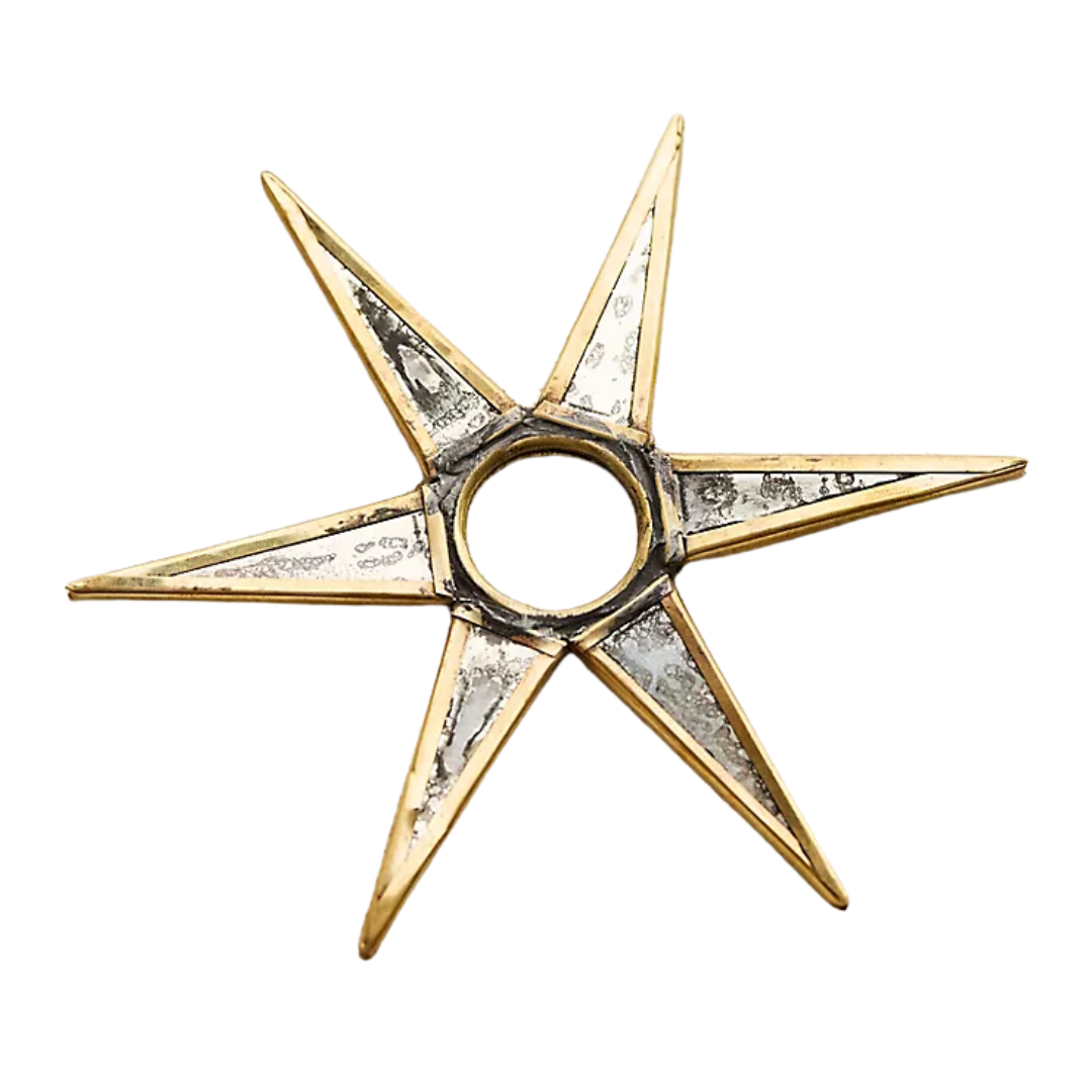 Terrain, Antique Mirrored Star Candle Cuffs, Set of 2