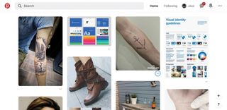 Screenshot of Pinterest homepage