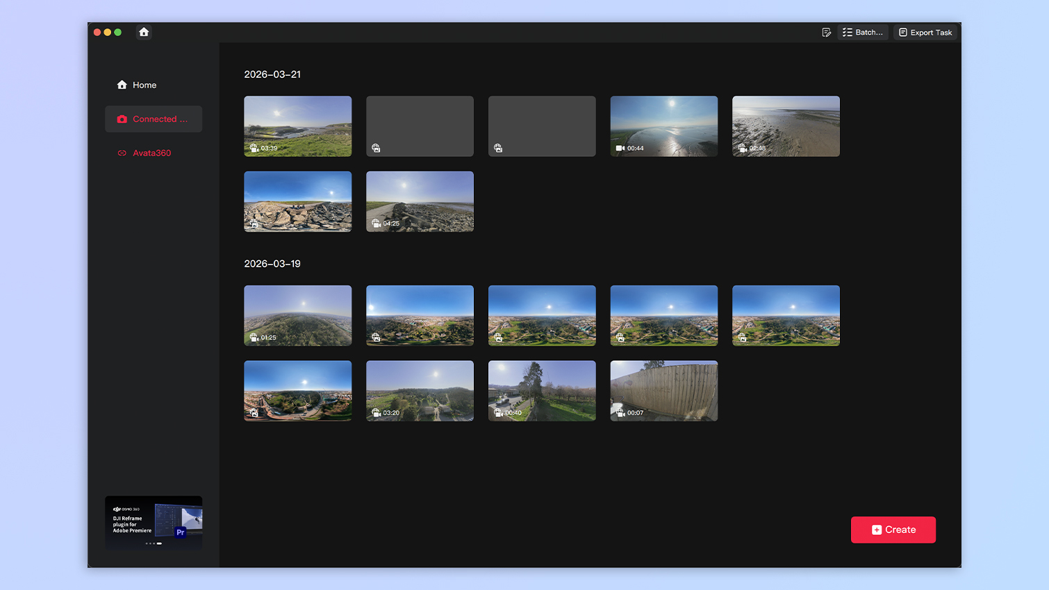 DJI Avata 360 editing software screenshots