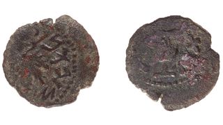 This coin dates to AD 67 or 68 and was minted by Jewish rebels who were revolting against the Roman Empire. A Hebrew inscription on one side of the coin translates to "freedom of Zion."