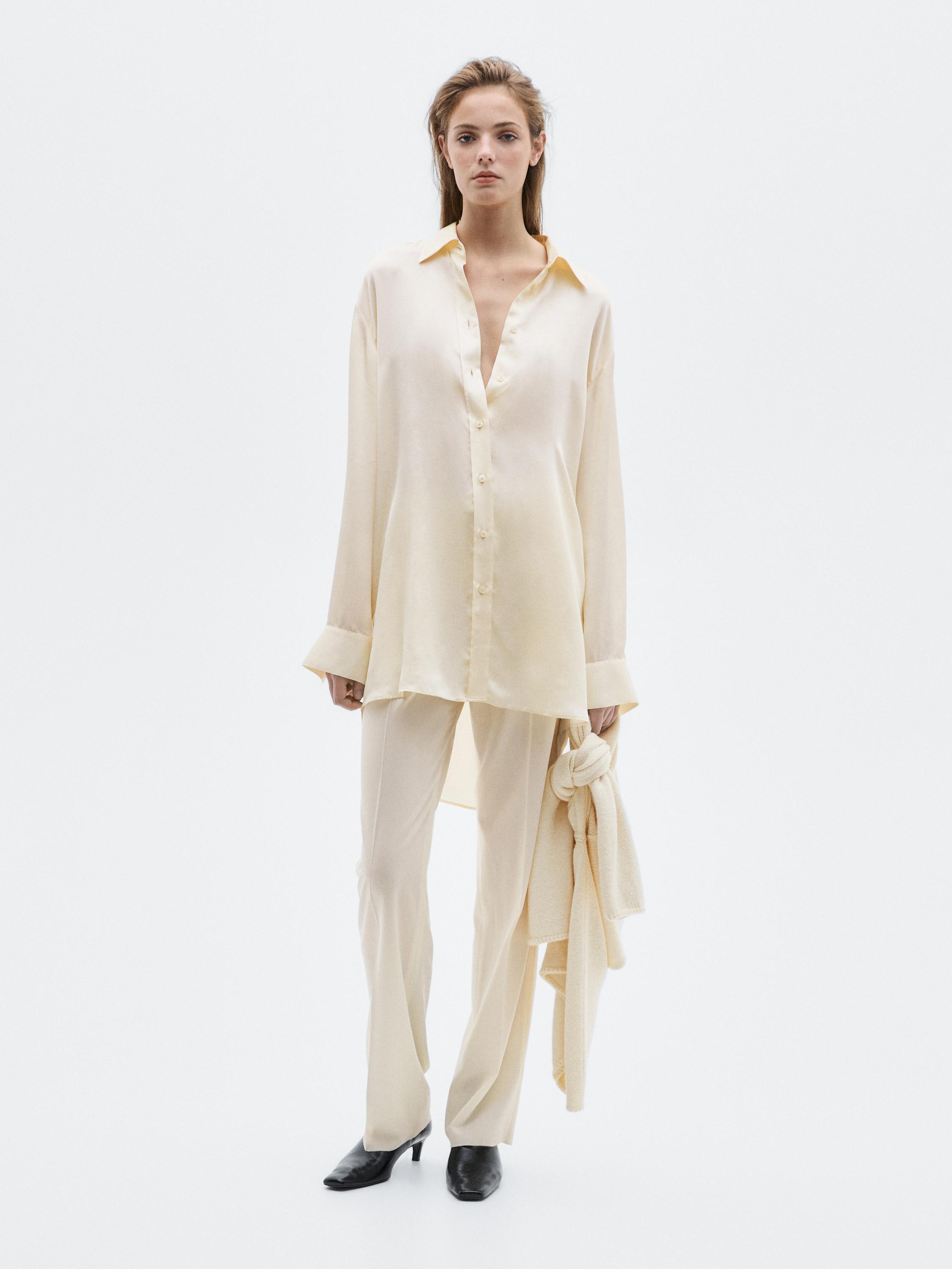 Massimo Dutti, Flowing Satin Oversize Shirt