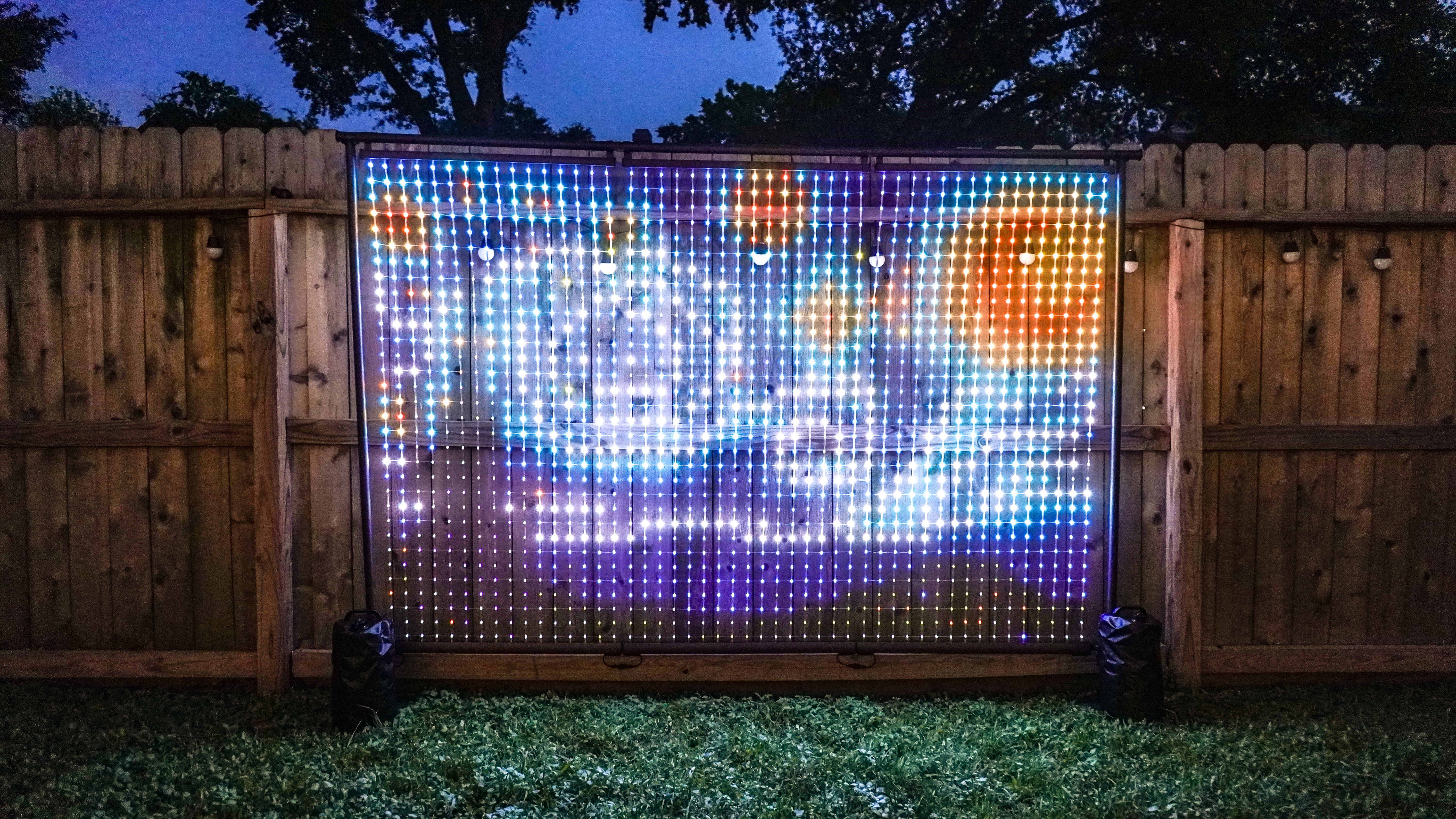 Vincent Van Goh's Starry Night on the Govee Lightwall in a backyard