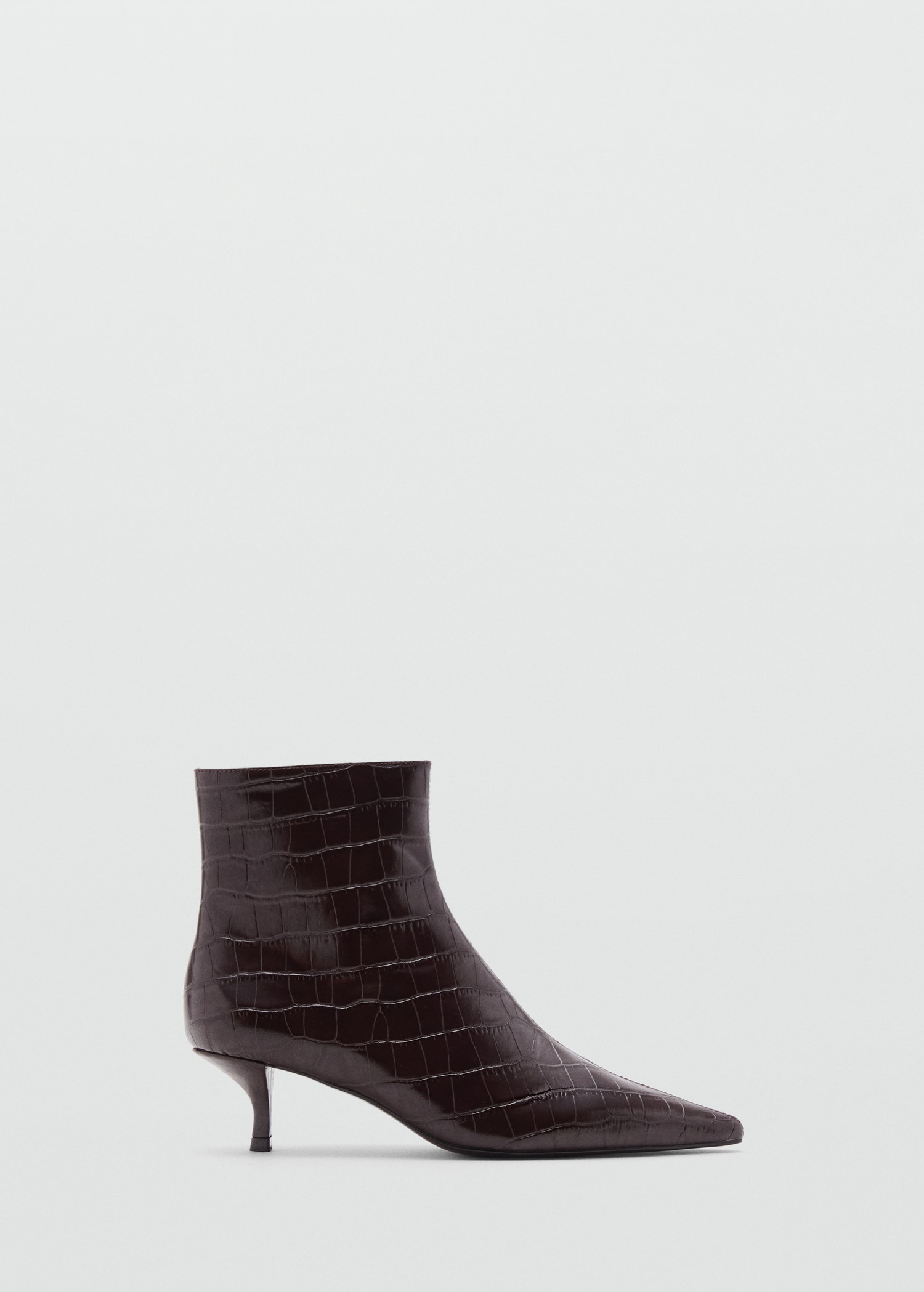 Croc-Effect Pointed-Toe Ankle Boots - Women | Mango Usa
