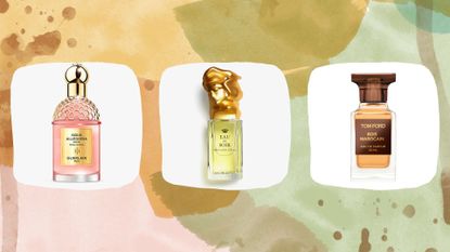 Collage of three of our fall fragrance picks by sisley, guerlain and tom ford 