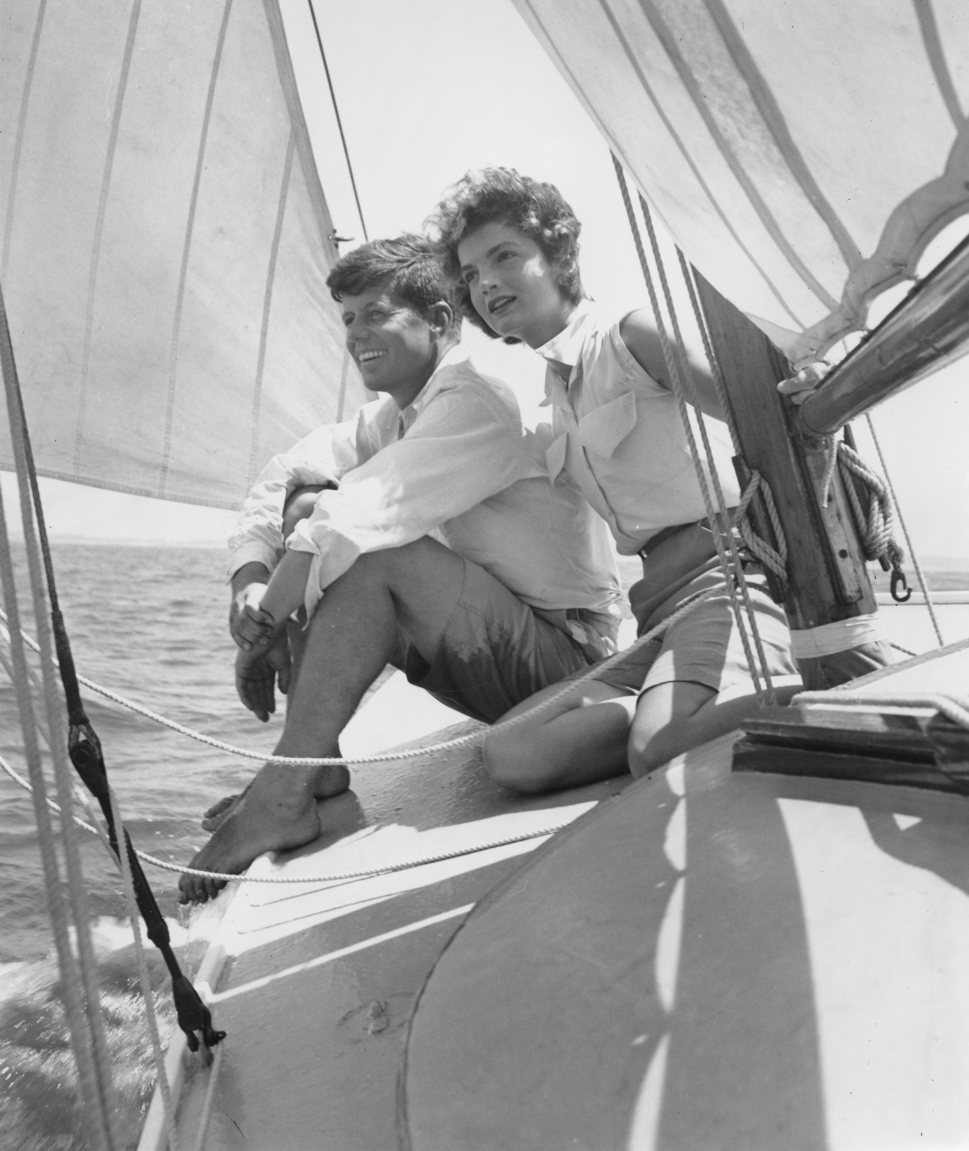 JFK and Jackie Kennedy on a sailing boat