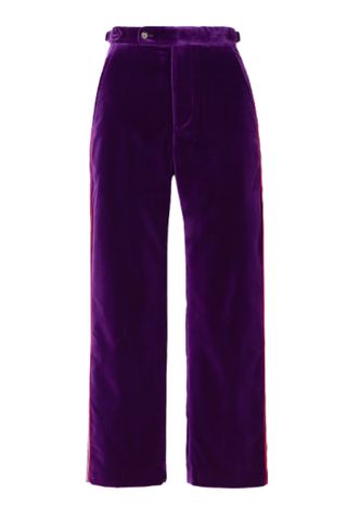 Bode Showcase Striped Cotton-Velvet Straight-Leg Pants