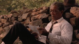 Morgan Freeman reading a letter in The Shawshank Redemption