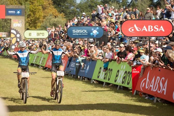 Abraao Azevedo (left) and Bart Brentjens of team BETCH.nl Superior Meerendal win the masters category