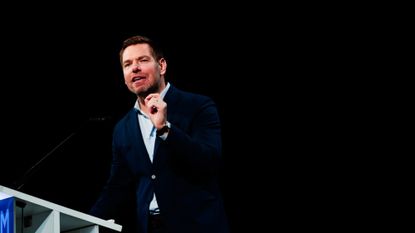 Rep. Eric Swalwell (D-Calif.) delivering remarks in San Francisco. 