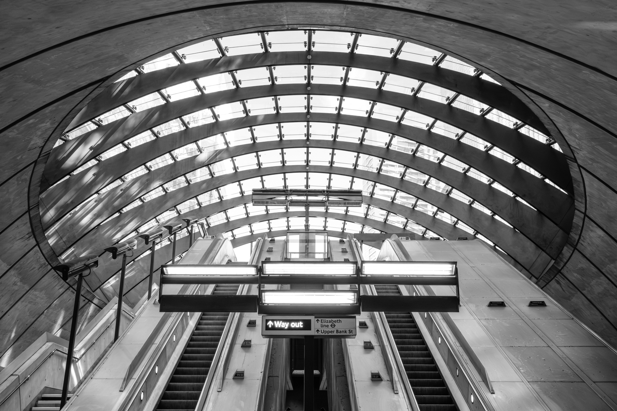 Fujifilm Film Simulation applied to a photo of Canary Wharf tube station in London