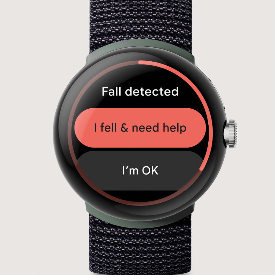 Interface de detecção de queda no Pixel Watch