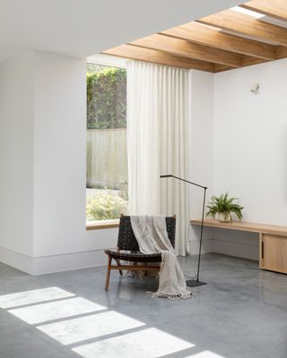 a house with a polished concrete floor