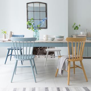 new tucker extendable kitchen table and coloured natterbox chairs
