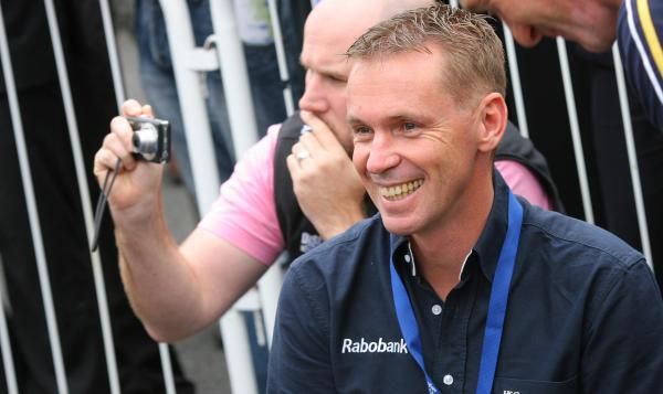 Rabobank's manager was clearly happy with his team's work to maintain the leader's jersey.