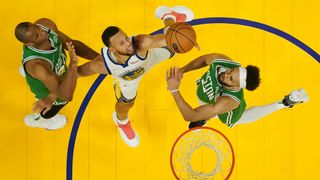 Stephen Curry #30 of the Golden State Warriors shoots during the first half against the Boston Celtics in Game Two of the 2022 NBA Finals at Chase Center on June 05, 2022 in San Francisco, California.