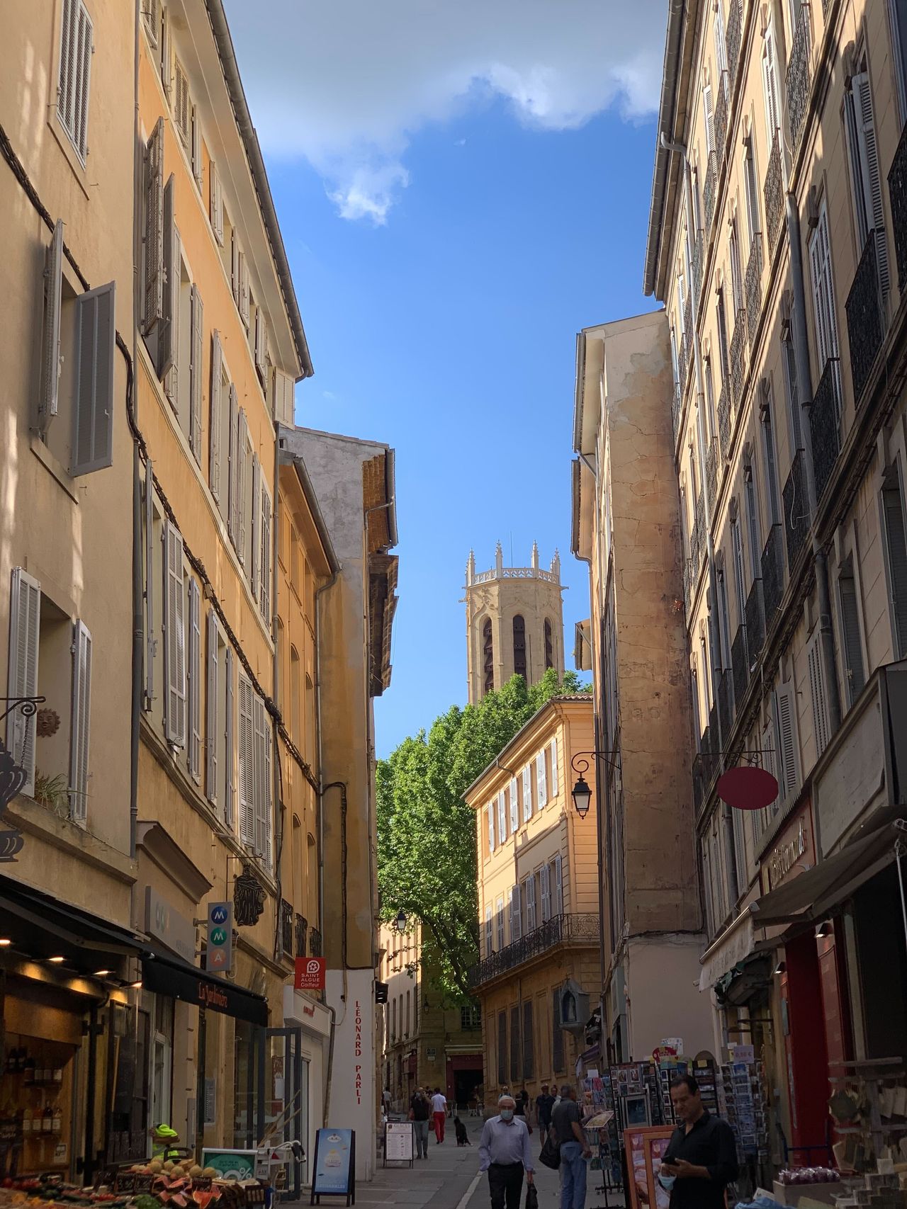 A series of images depicting the architectural, design, and nature standouts of Aix-en-Provence features picturesque alleys wrapped in vegetation, modernist interiors, and snapshots of food.