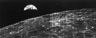 The first picture of Earth from deep space was taken by Lunar Orbiter 1 on Aug. 23, 1966. Earth is seen rising above the moon. The robotic orbiter was part of a NASA effort to map the lunar surface before sending astronauts. Unlike today’s digital photography, images were made on film, which was developed automatically onboard, much like how a Polaroid camera works, before being scanned, digitized and sent to Earth via radio signals.
