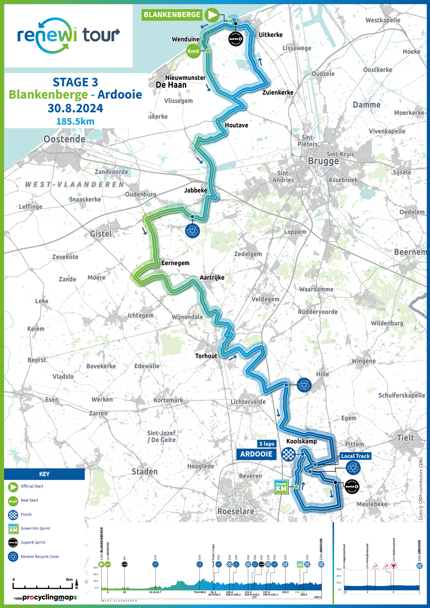 Stage maps for the 2024 Renewi Tour