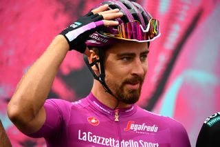 CAMIGLIATELLO SILANO ITALY OCTOBER 07 Start Peter Sagan of Slovakia and Team Bora Hansgrohe Purple Points Jersey Team Presentation during the 103rd Giro dItalia 2020 Stage 5 a 225km stage from Mileto to Camigliatello Silano 1275m girodiitalia Giro on October 07 2020 in Camigliatello Silano Italy Photo by Stuart FranklinGetty Images