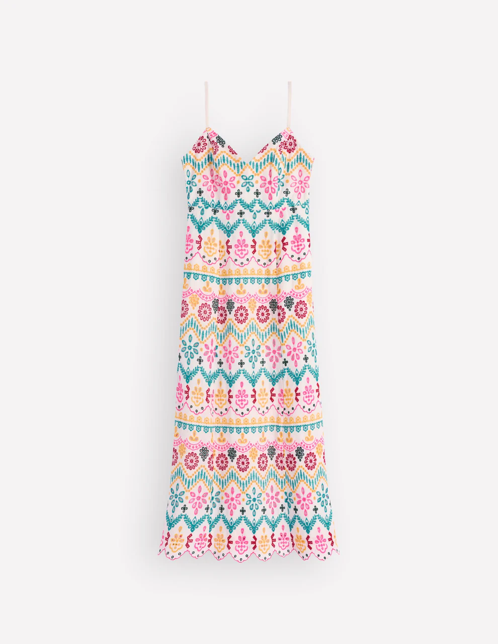 Empire Linen Broderie Dress-Multi Broderie