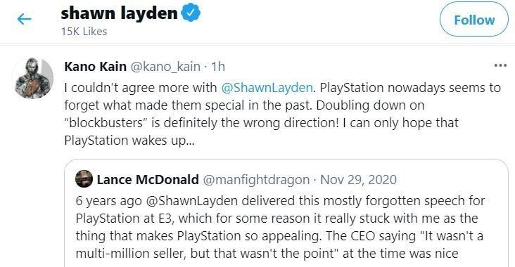 Shawn Layden Twitter Likes