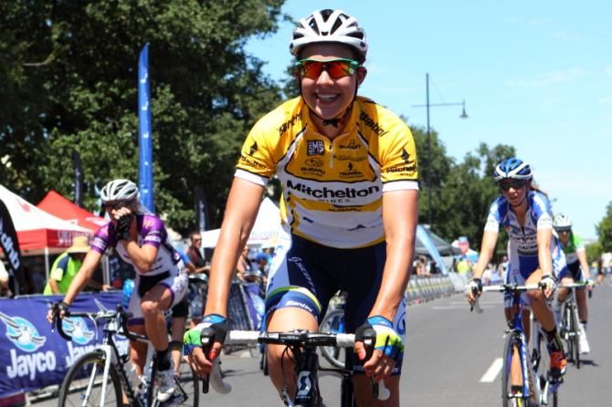 A smile from Melissa Hoskins (Orica - AIS) after her win