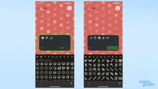 Screenshots showing the emoji selection window in the Android 14 emoji wallpaper creator