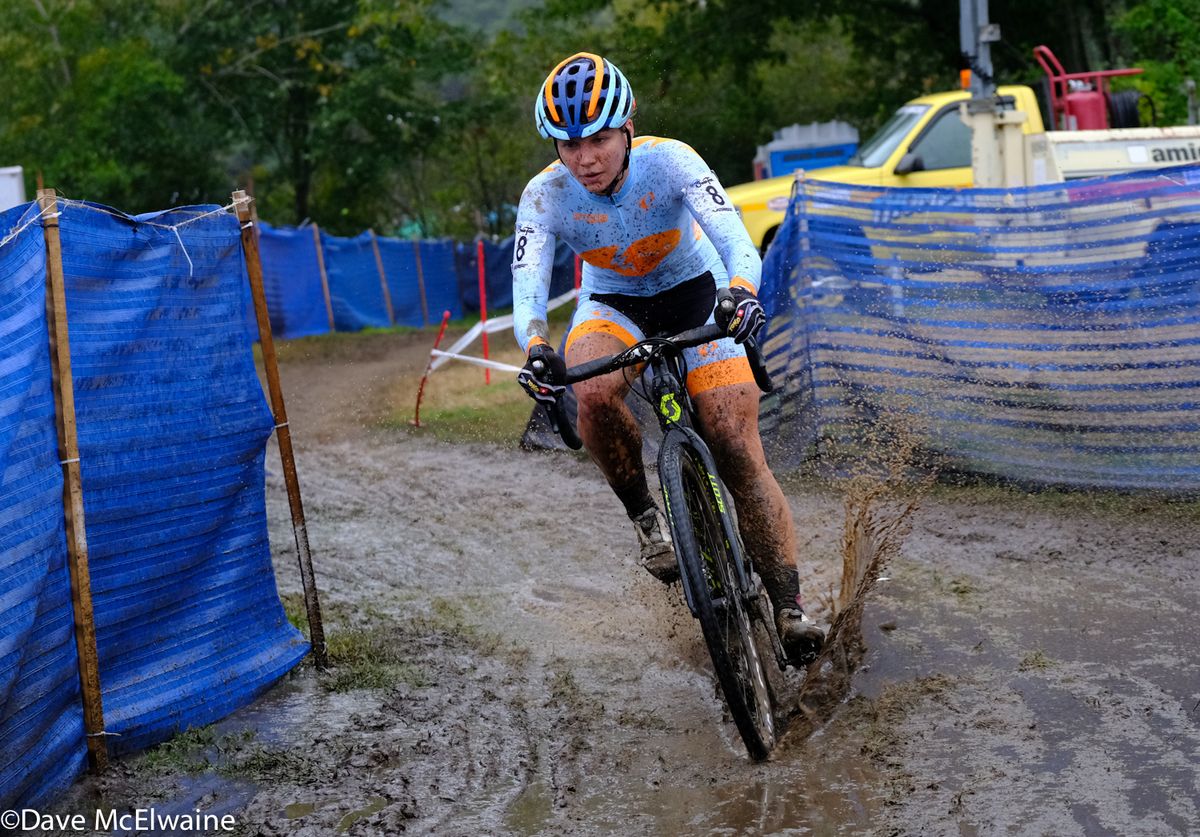 Rebecca Fahringer (Amy D Foundation) powering through the mud