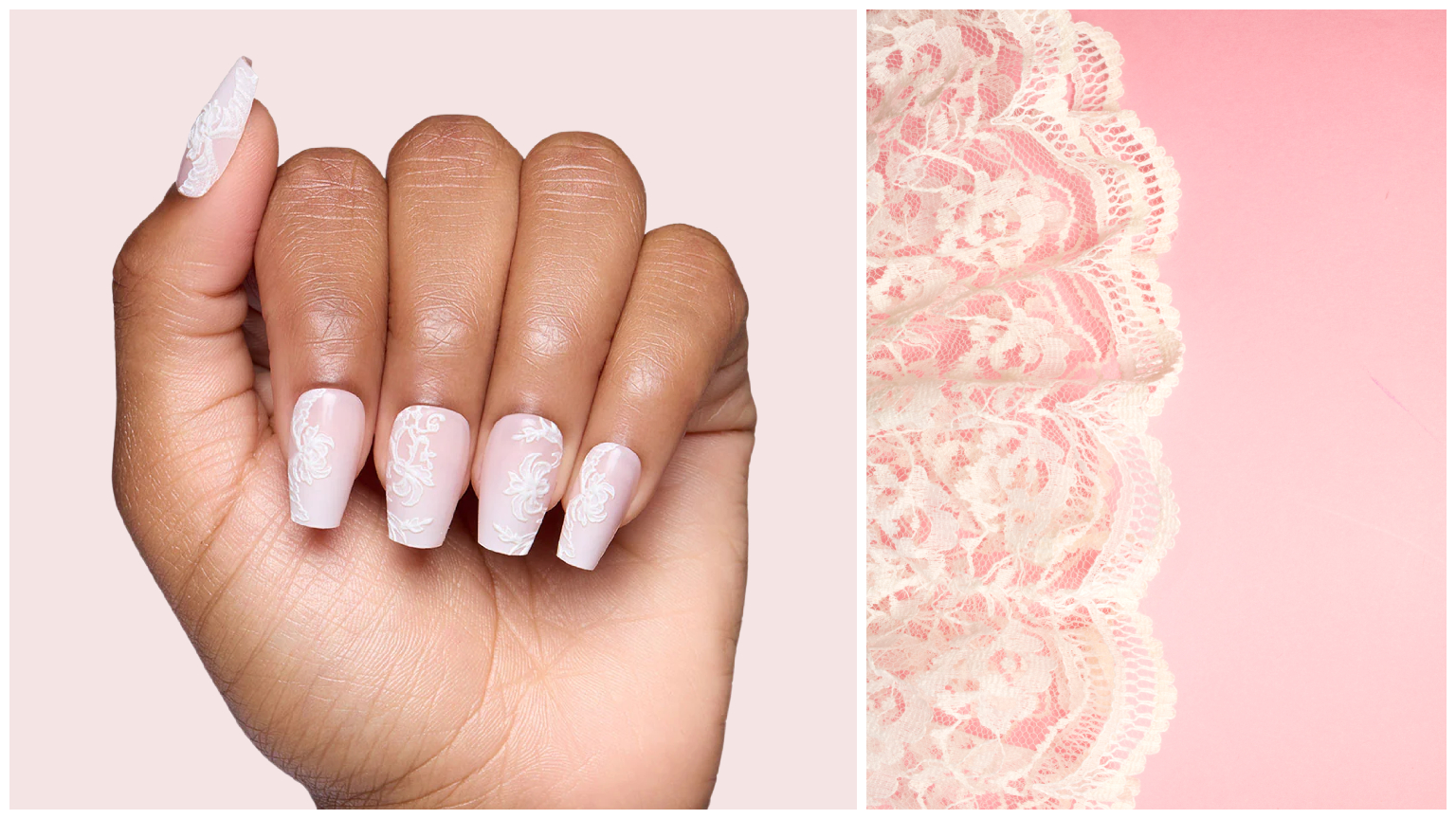 lace nails on a pink background