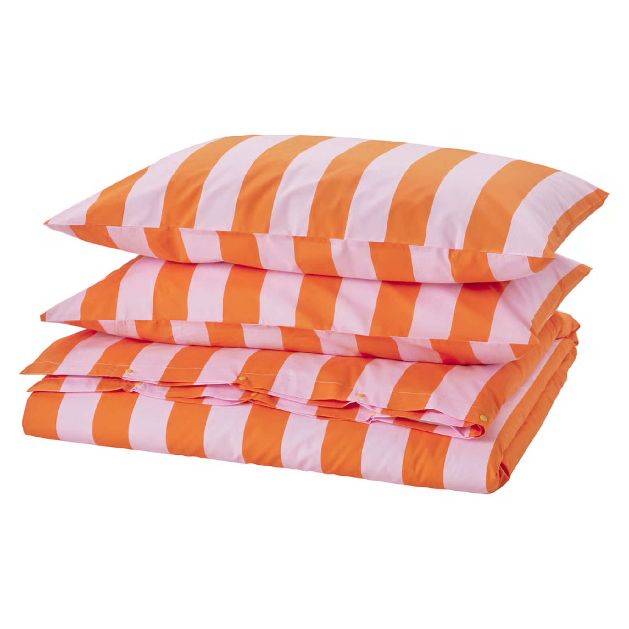 IKEA pink and orange striped duvet set