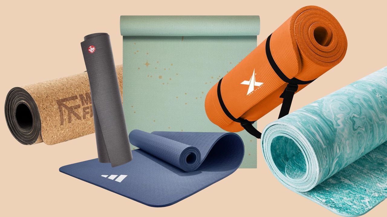 A selection of the best thick yoga mats, including options by Adidas, Gaiam, and Yogamatters