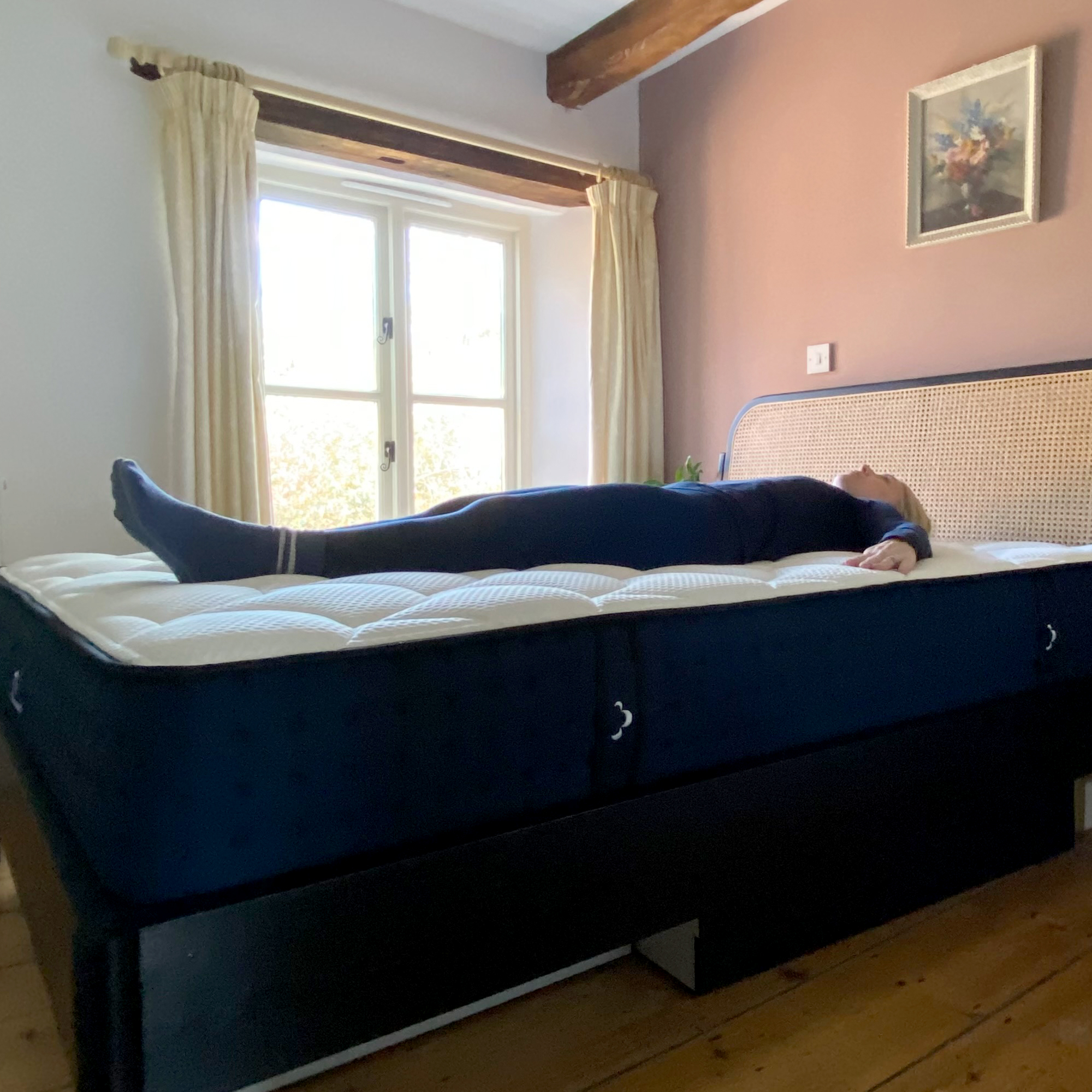 The DreamCloud Hybrid mattress being tested