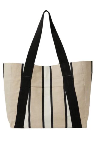 Jigsaw Oversize Striped Canvas Tote