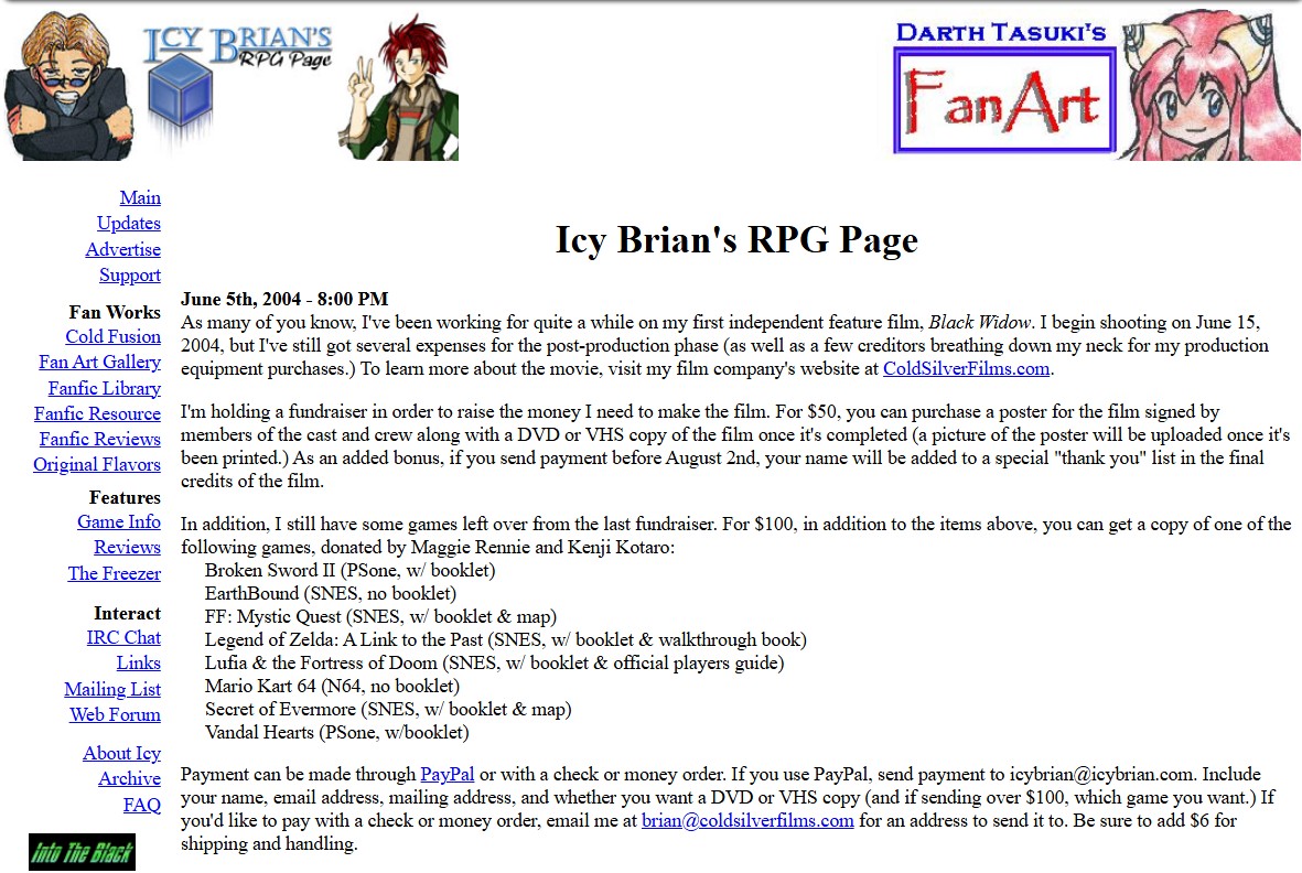 Icy Brian's RPG Page circa 2004