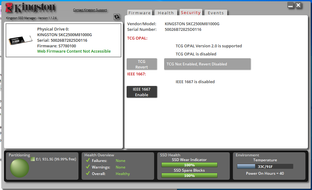 kingston ssd manager not see drive