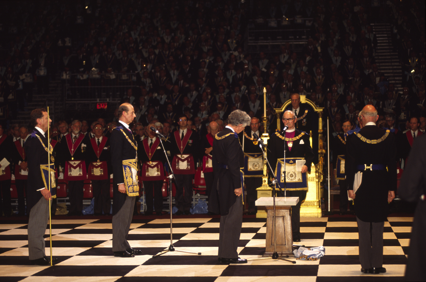 Prince Edward, The Duke of Kent (second from left, foreground) at a Masonic ceremony at Earls Court in London.