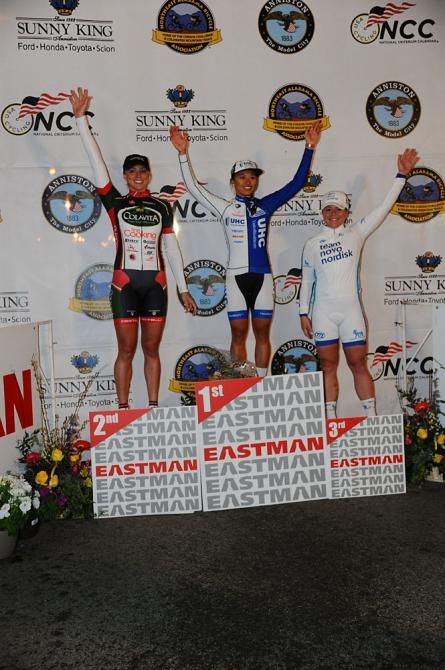 Elite women's podium at Sunny King Crit