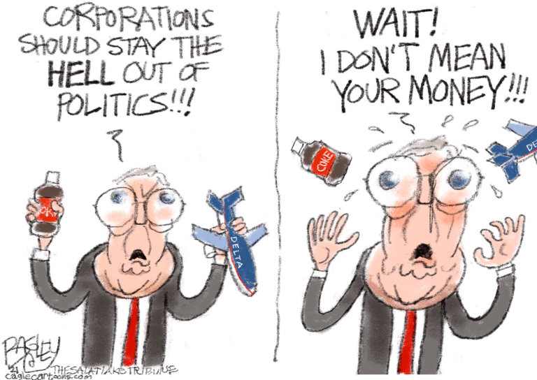 Political Cartoon U.S. mcconnell georgia voting corporations