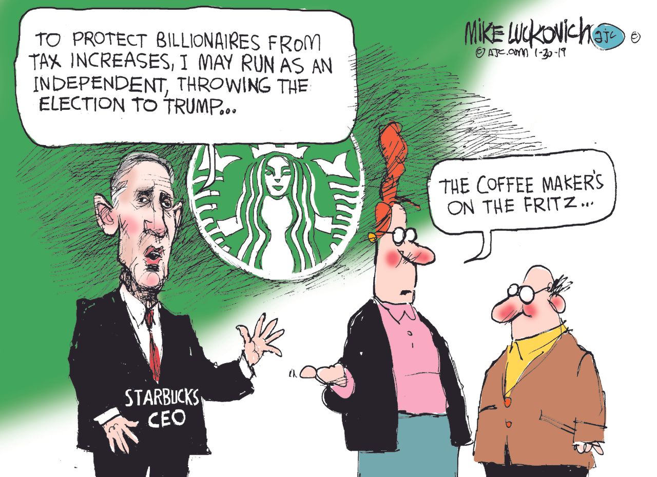 Political Cartoon U.S.&amp;amp;nbsp;Howard Schultz CEO Starbucks 2020