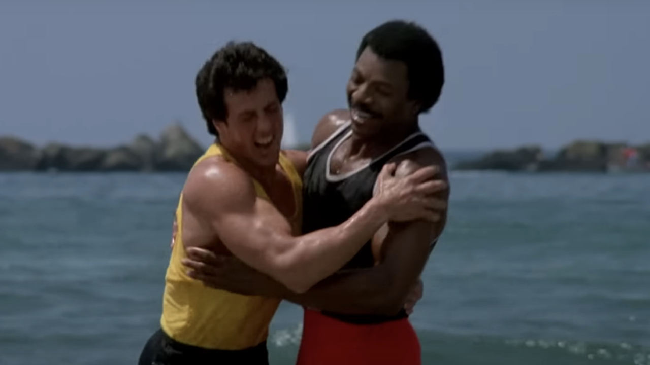 Sylvester Stallone and Carl Weathers in Rocky III