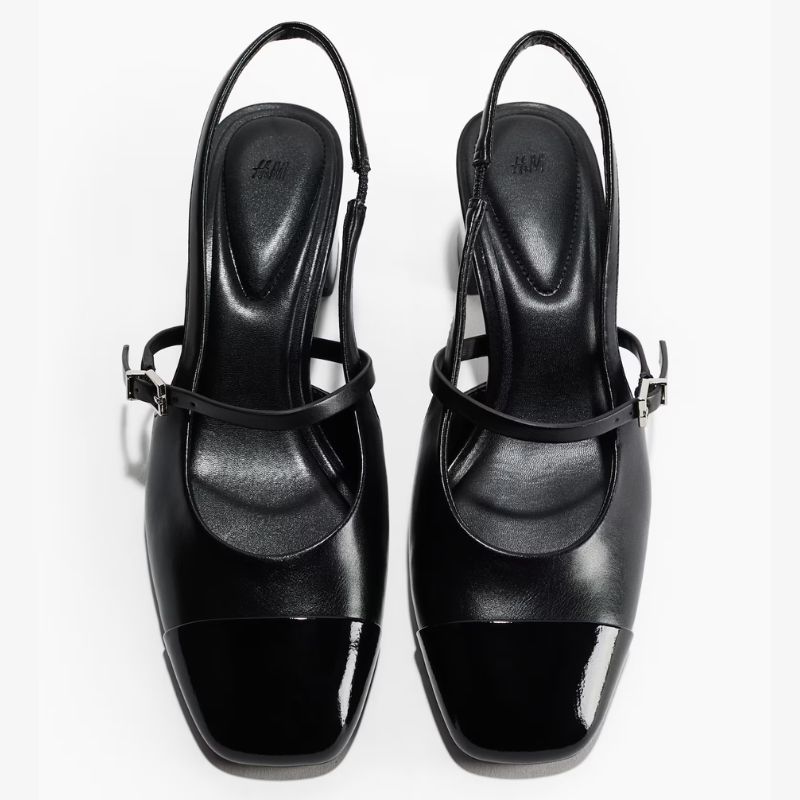 black heels with patent toe from H&amp;amp;M
