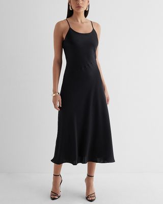 Express, Downtown Midi-Cami-Trägerkleid aus Satin mit U-Ausschnitt