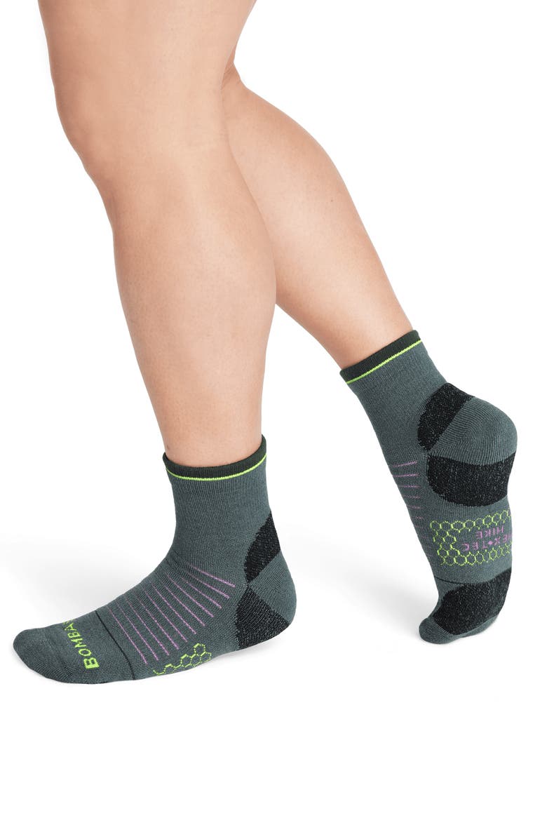 Stripe Merino Wool Blend Hiking Quarter Socks