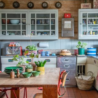 retro style kitchen with 1950s units and retro accessories