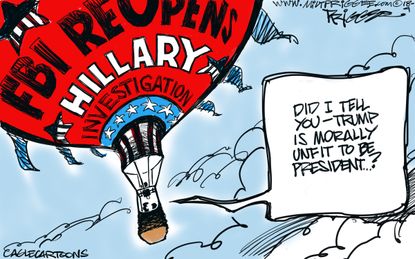 Political cartoon U.S. James Comey Trump morality Hillary Clinton email investigation