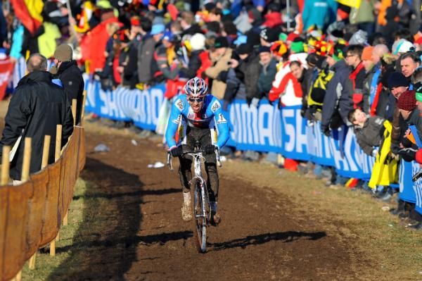 Zdenek Stybar (Czech Republic) races in front of a huge crowd.