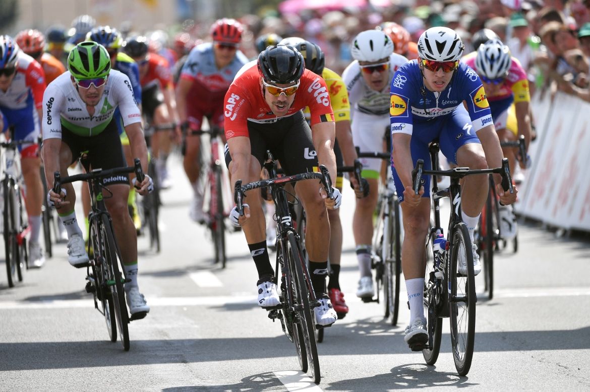 Jens Debusschere (Lotto Soudal) bests Alvaro Hodeg (Quick-Step Floors)