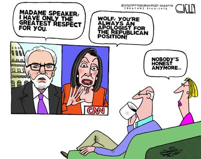 Political Cartoon U.S. Wolf Blitzer Pelosi CNN
